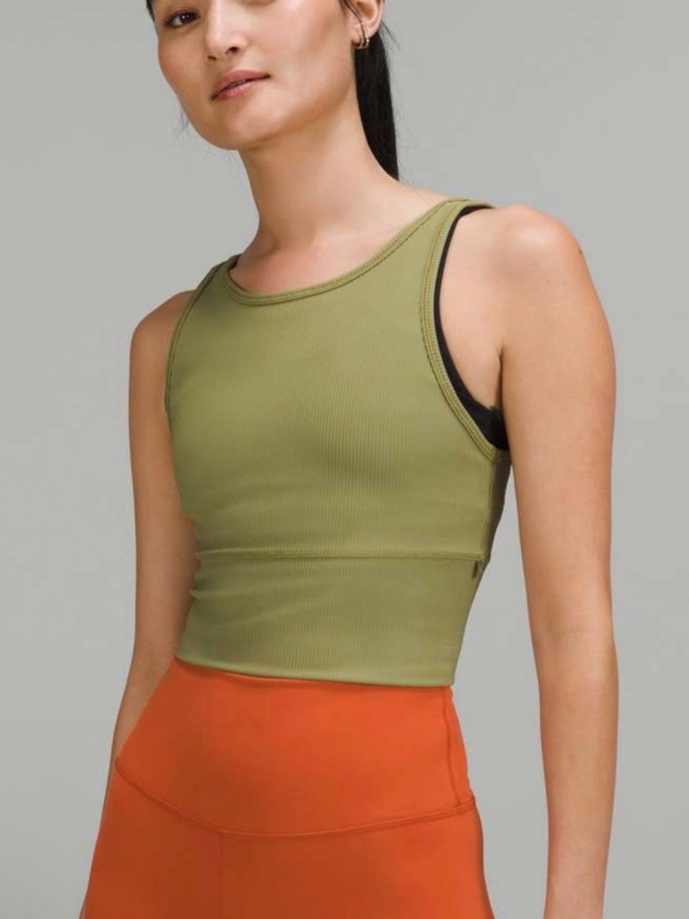 lululemon athletica Olive Green Power Pivot Ribbed V-Neck Crop Top 8